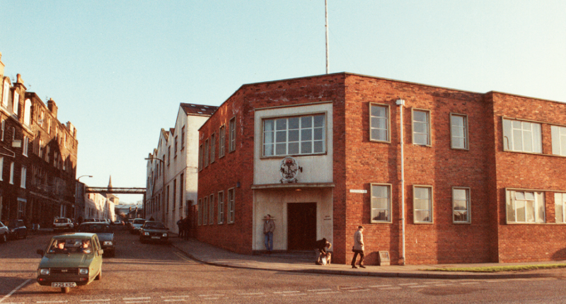 Brunton’s Wire Mills on corner of Station Road and Inveresk Road February 1990