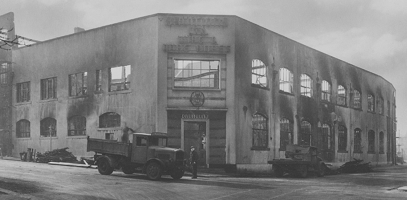 Brunton’s Wire Mills after the fire 3 March 1950