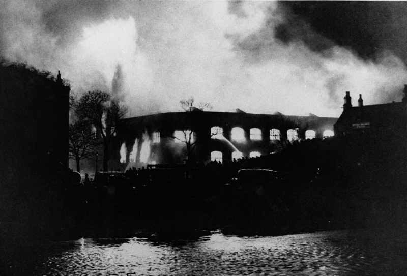 Brunton’s Wire Works on fire, March 1950